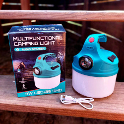 Кемпинговый фонарь-лампа с встроенной Bluethooth колонкой 3W LED + 36SMD Multifunctional camping light XQ-Y08 (зарядка USB, 4 режима работы)